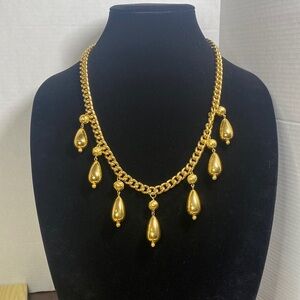Elegant Gold Tone Teardrop Necklace